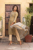 Grey with Rust Cotton Fabric