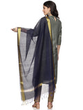 Stone Blue Khadi Silk Fabric