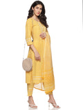Tuskan Yellow with White Cotton Fabric 