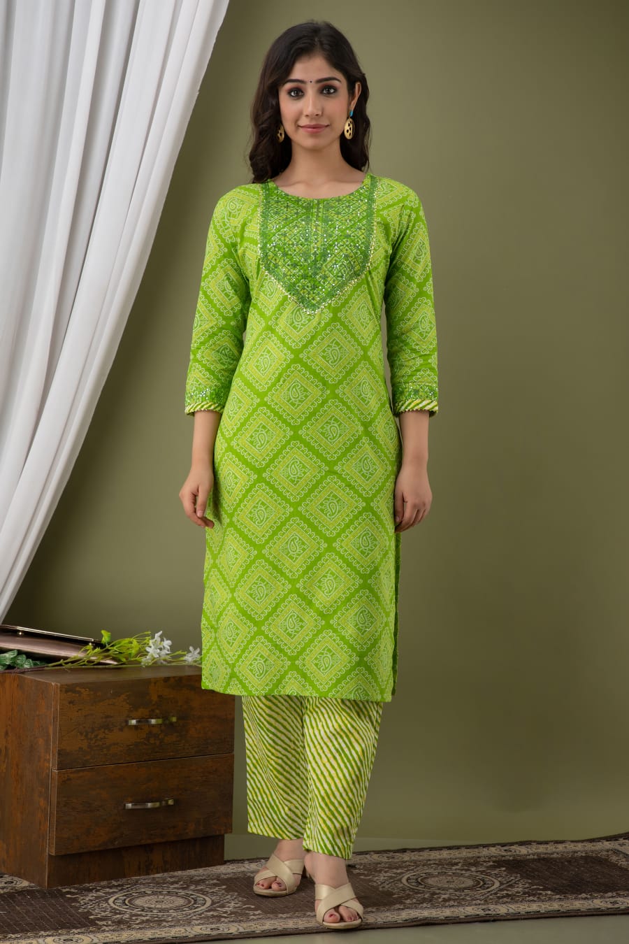 Floral embroidered parrot green kurta by Half Full Half Empty | The Secret  Label